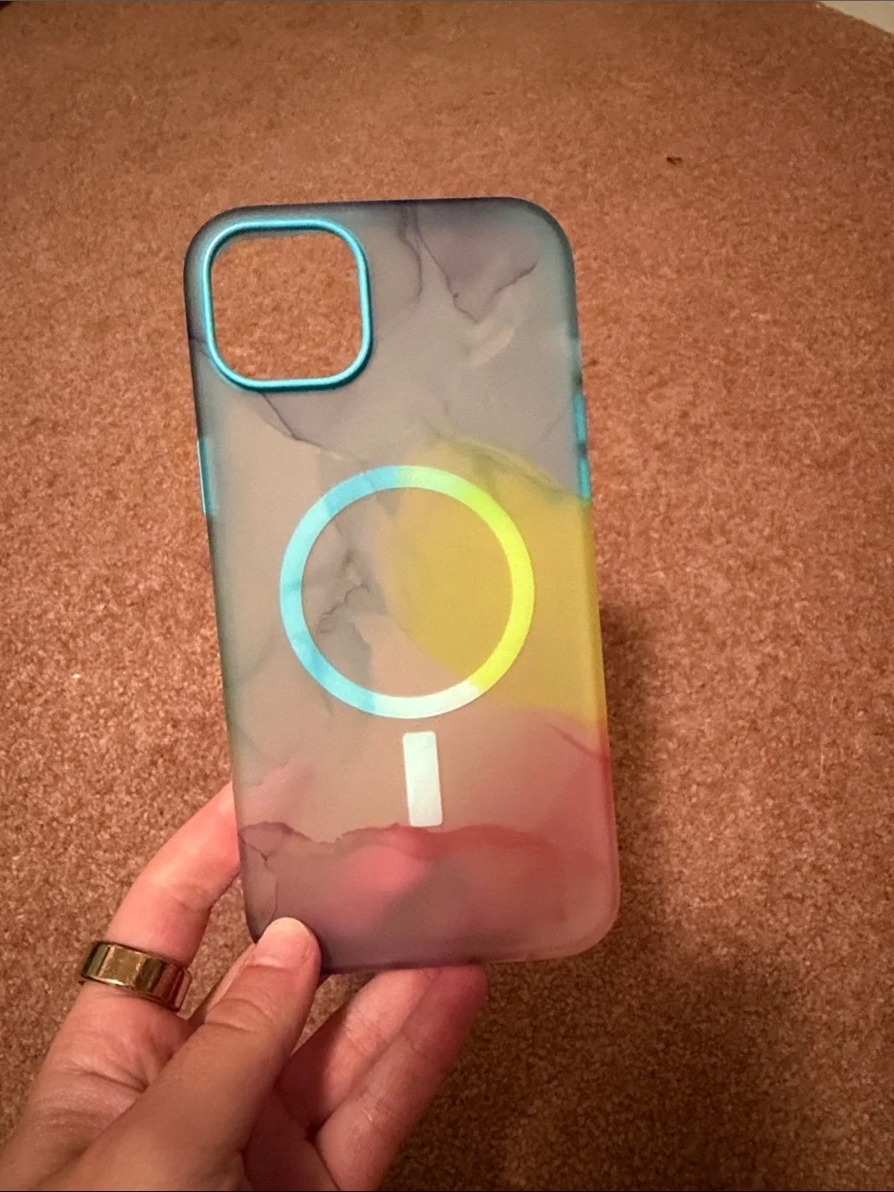 Gradient Marble MagSafe-Style iPhone Case - Pink Yellow Blue